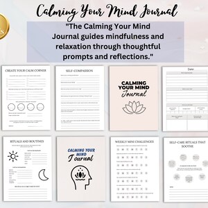 Calming Your Mind Journal, Mindfulness Planner, Self-Care Diary, Mental Health Notebook, Stress Relief Gift