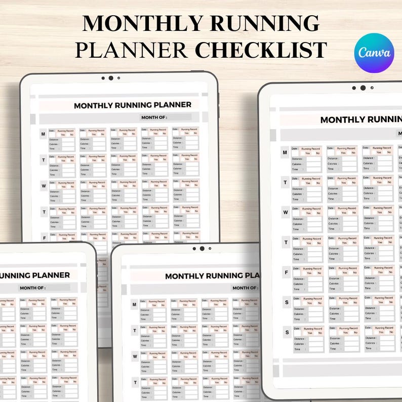 Monthly Running Planner: Fitness Log Book, Workout Tracker - Etsy