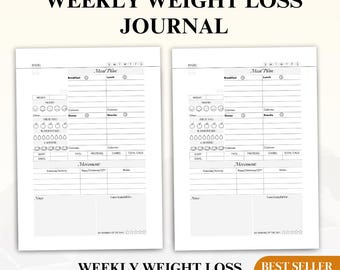 Weekly Weight Loss Journal: Diet & Fitness Tracker (Digital Download)