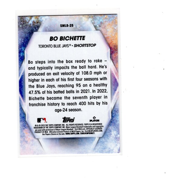 2023 Topps Bo Bichette Stars Of MLB Insert Baseball Card Blue Jays