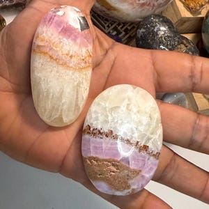 Pink Aragonite Palm Stone - Unique