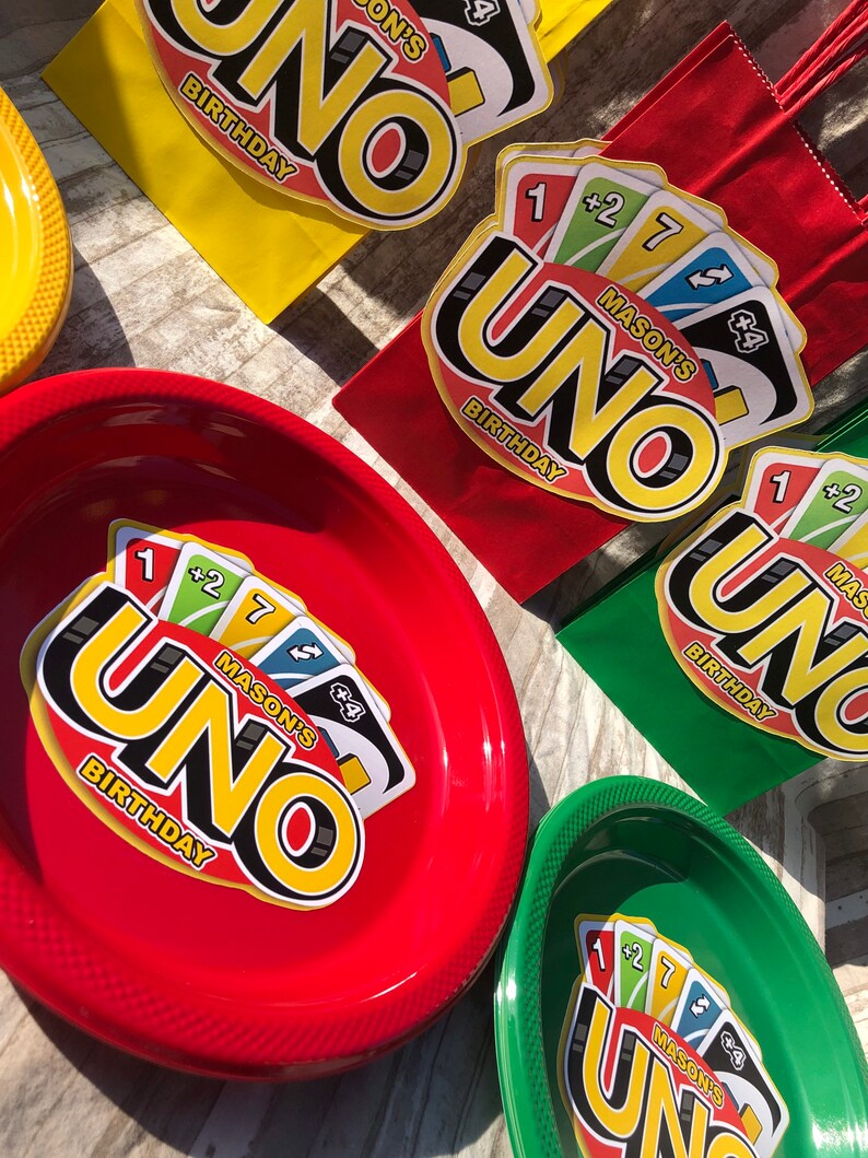 Inspired uno custom party plates and cups Etsy