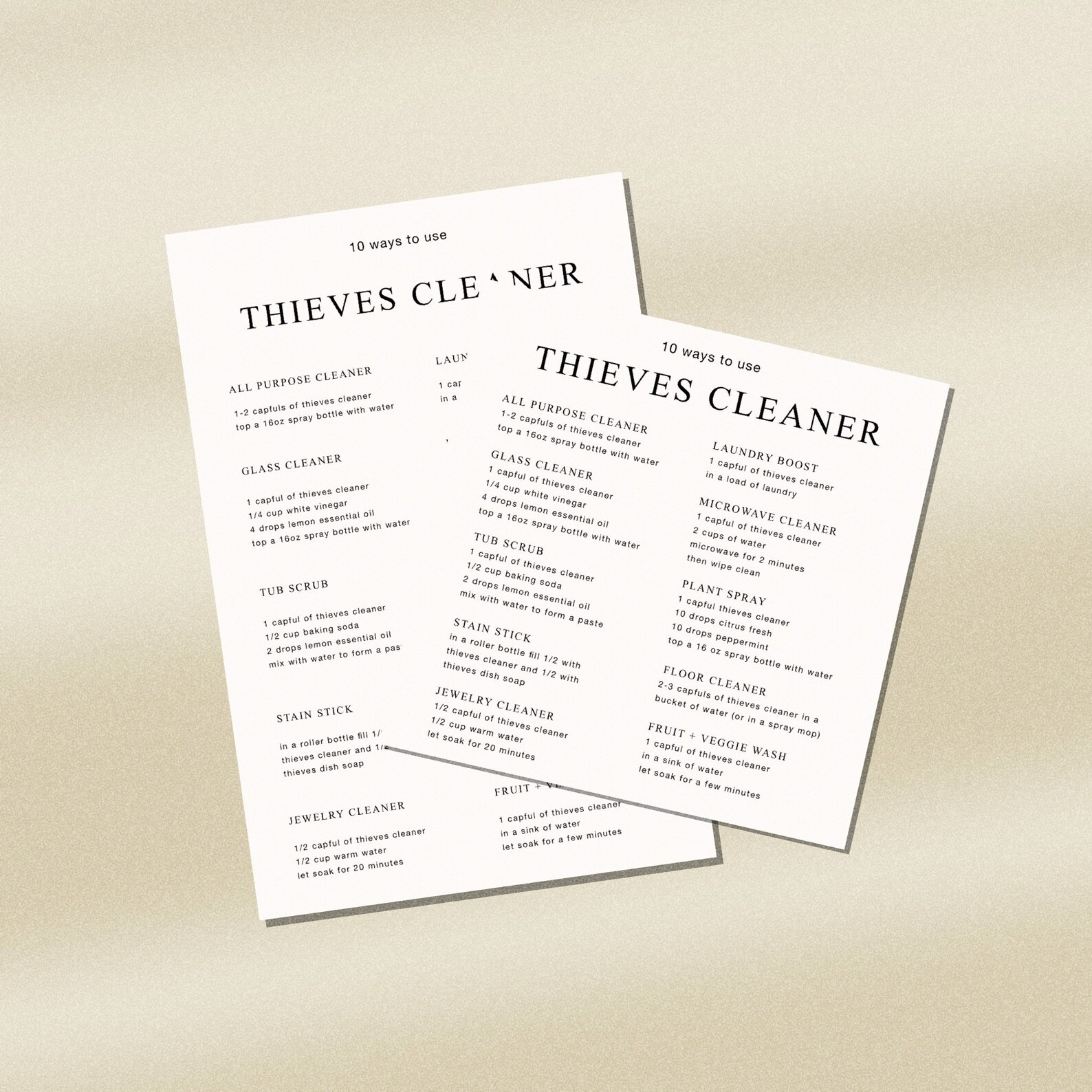 Download + Print Thieves Cleaner Uses Card | Minimal Thieves Cleaner ...