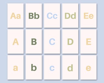 ABC Flashcards | Modern Alphabet Flashcards | Minimal Printable Flashcards | Preschool Flashcards | Digital Download | Homeschool Resources