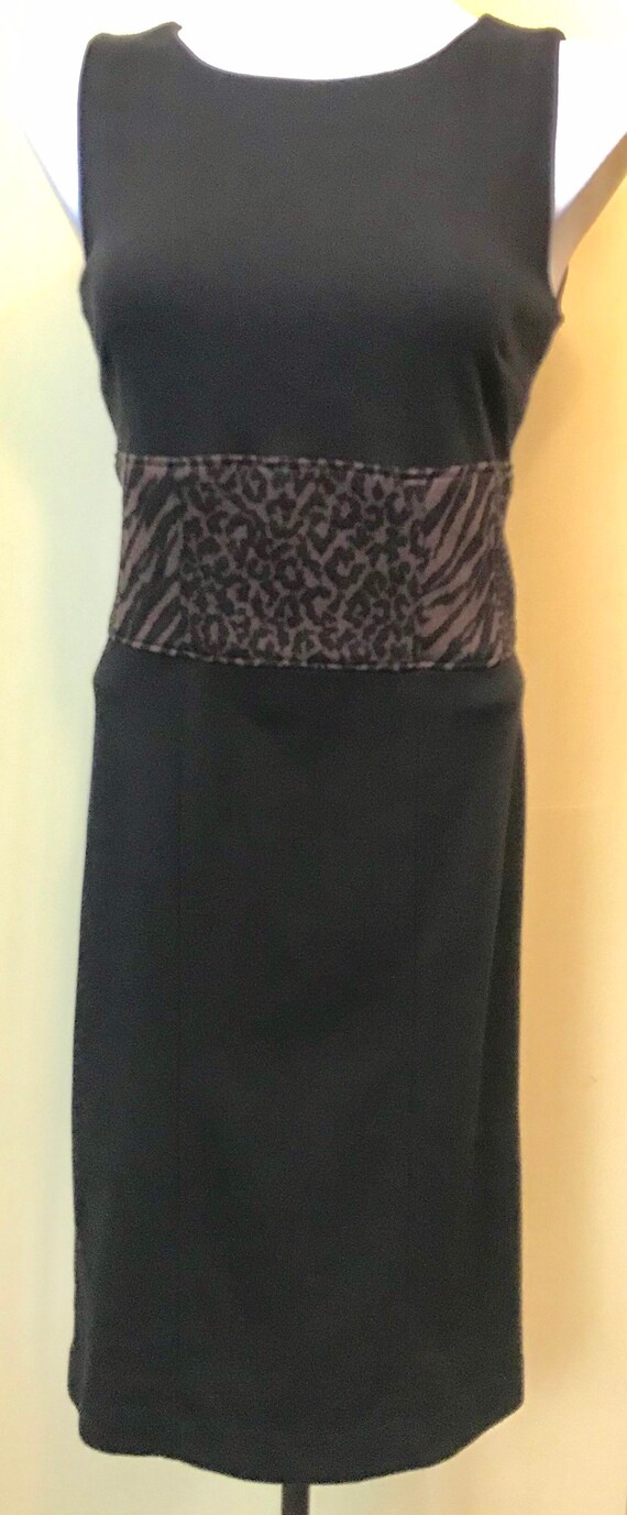 1990's Adrienne Vittadini Black Sheath Dress Size… - image 8
