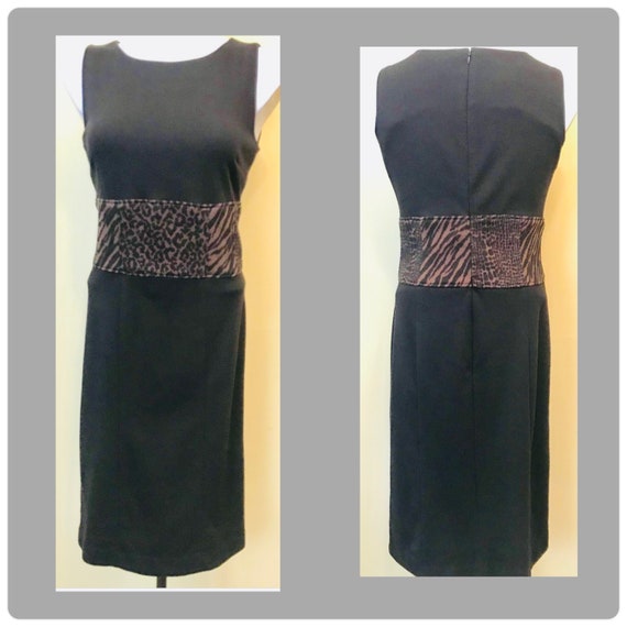 1990's Adrienne Vittadini Black Sheath Dress Size… - image 1