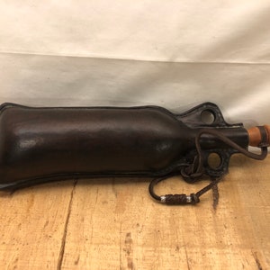 Thin Cylinder Leather Water Skin, Leather Bottle, Leather Wineskin