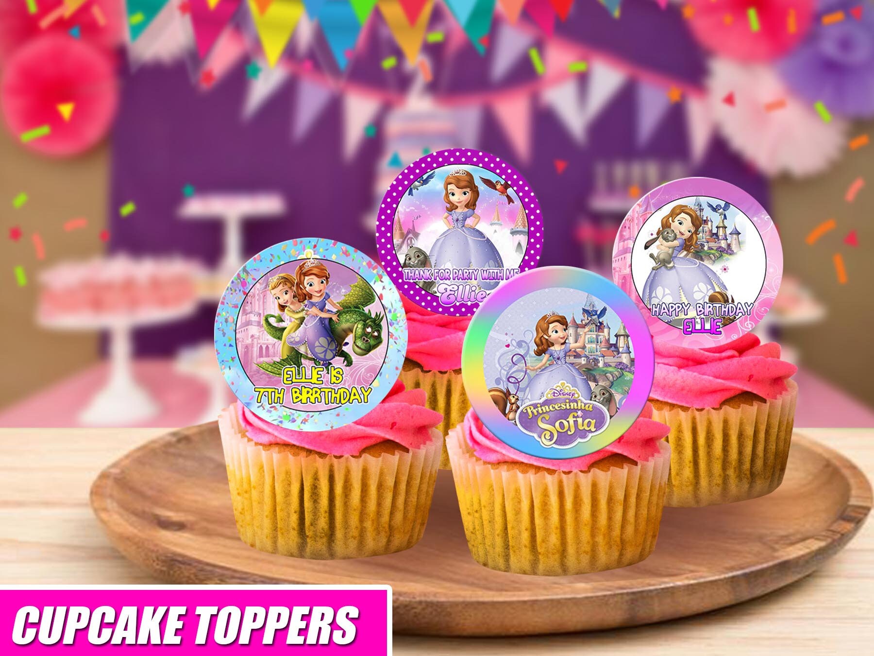 Sofia The First Cupcake Toppers Sofia The First Birthday Etsy