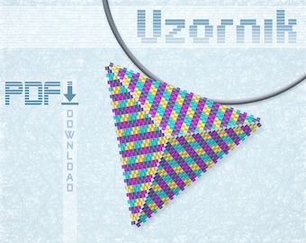 Triangle peyote pattern Triangle pendant Peyote stitch Geometric pattern Geometric pendant Seed beads pattern Beading pattern Digital file