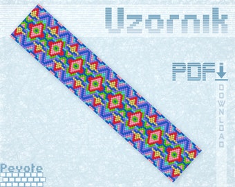 Peyote bracelet pattern Odd count peyote Beaded bracelet pattern Peyote stitch Miyuki Delica pattern Bead weaving pattern PDF file