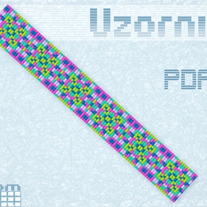 Loom bracelet pattern Loom stitch Geometric pattern Loom cuff pattern Square stitch Beaded bracelet pattern Beading pattern Loom pattern