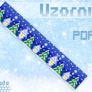 Peyote bracelet pattern Christmas tree pattern Christmas beading pattern Beadwork pattern Peyote stitch Odd count Christmas peyote pattern