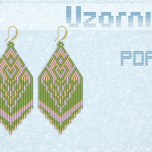 Brick stitch earrings with fringe Earrings pattern Beaded Boho earrings pattern Brick stitch pattern Fringe earrings pattern Hippie earrings