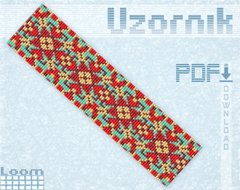 Weefgetouwarmbandpatroon met kralen Miyuki-patroon Loomsteekpatroon Kralenpatroon Sieraden maken Loompatroon Vierkante steek Kralenpatroon