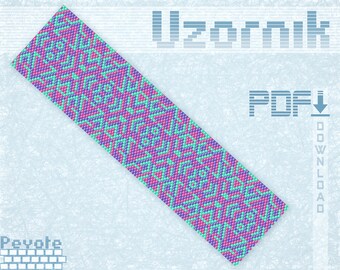 Peyote-Armbandmuster mit ungerader Perlenanzahl, Perlenarmbandmuster, Peyote-Stich, Perlen-Peyote-Muster, Perlenwebmuster, PDF-Datei