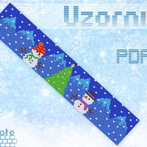 Christmas peyote pattern Peyote stitch Christmas bracelet pattern Snowman pattern Unique pattern Odd count Peyote beading pattern PDF file