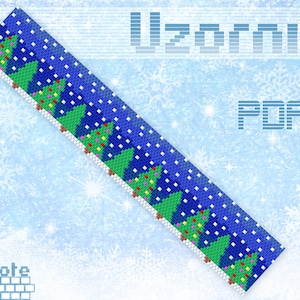 Peyote bracelet pattern Christmas tree bracelet pattern Odd count peyote Christmas beading pattern Peyote stitch Christmas peyote pattern