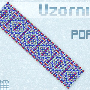 Loom bracelet pattern Loom stitch Geometric pattern Loom cuff pattern Square stitch Beaded bracelet pattern Beading pattern Loom pattern