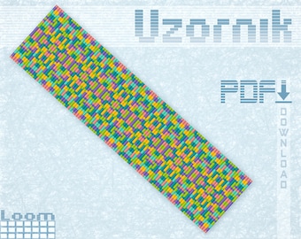 Loom bracelet pattern Loom stitch Geometric pattern Loom cuff pattern Square stitch Beaded bracelet pattern Beading pattern Loom pattern