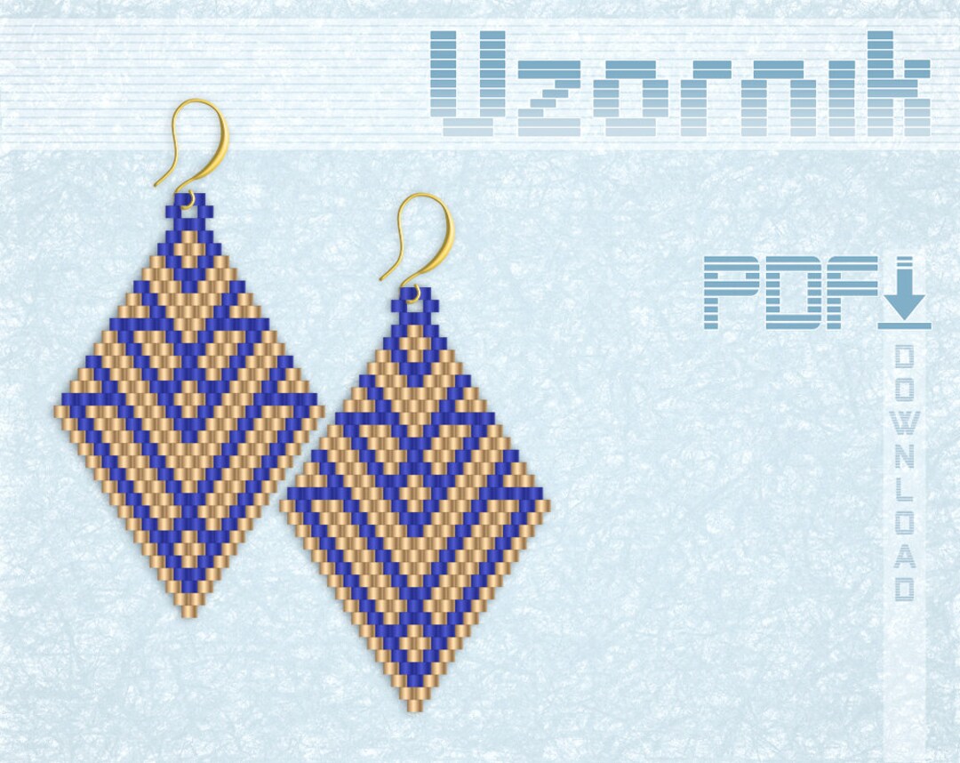 Brick Stitch Earrings Pattern Rhombus Earrings Pattern Geometric ...