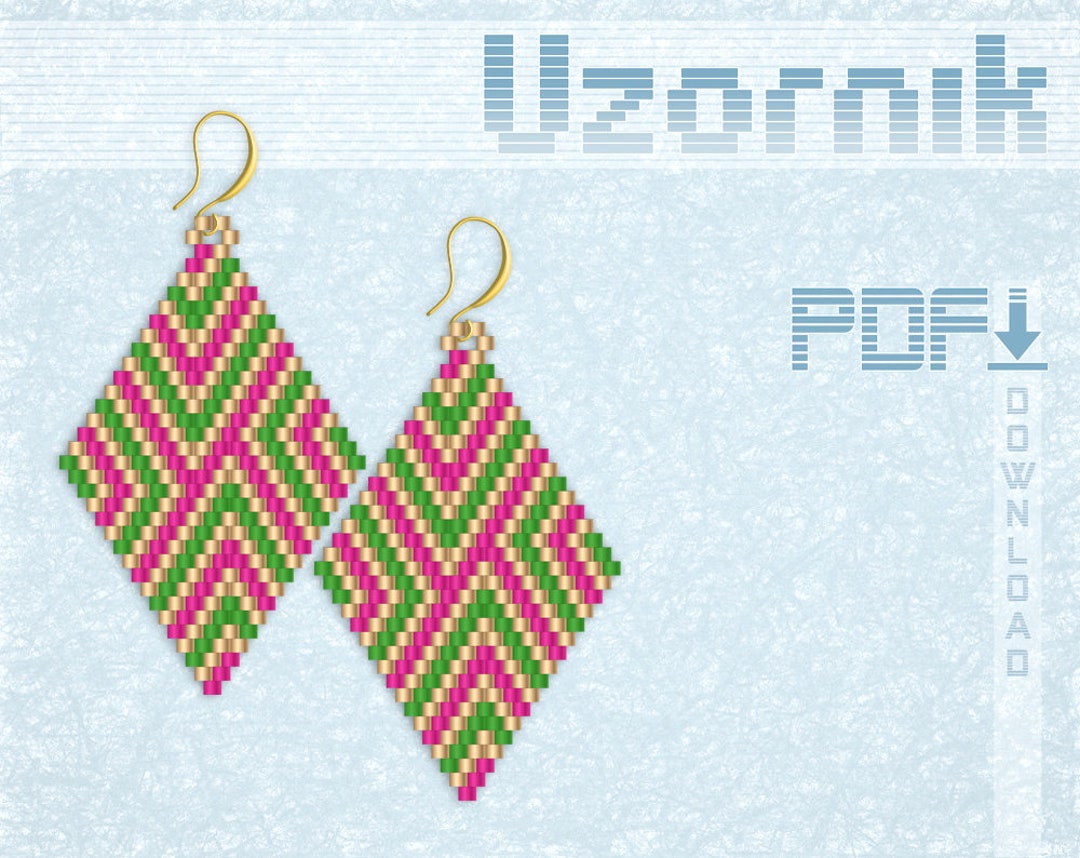 Brick Stitch Earrings Pattern Rhombus Earrings Pattern Geometric ...