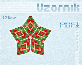 3D Christmas star pattern Peyote star pattern Peyote bead ornaments pattern Beading tutorial Geometric beadwork Peyote stitch PDF file