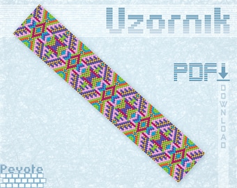 Peyote bracelet pattern Odd count peyote Beaded bracelet pattern Peyote stitch Miyuki Delica pattern Bead weaving pattern PDF file Beading