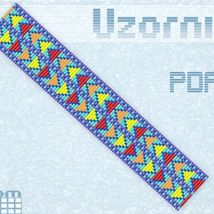 Loom bracelet pattern Loom stitch Geometric pattern Loom cuff pattern Square stitch Beaded bracelet pattern Beading pattern Loom pattern