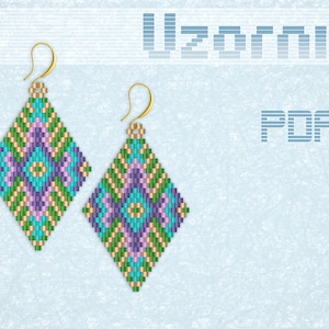 Brick stitch earrings pattern Rhombus earrings pattern Geometric earrings Beaded earrings pattern Earrings tutorial