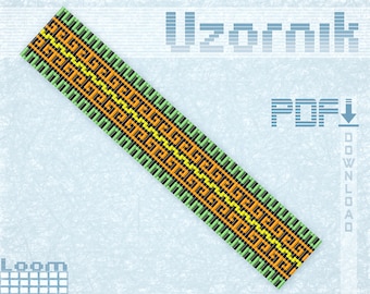 Loom bracelet pattern Loom stitch Beading pattern Square stitch Beaded bracelet pattern Geometric pattern Jewelry making Miyuki pattern PDF