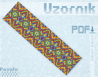 Peyote-Armbandmuster mit ungerader Perlenanzahl, Perlenarmbandmuster, Peyote-Stich, Perlen-Peyote-Muster, Perlenwebmuster, PDF-Datei