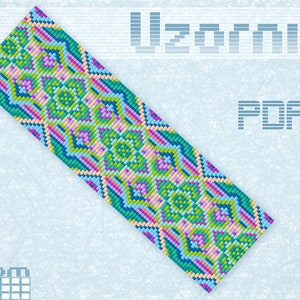 Loom bracelet pattern Loom stitch Geometric pattern Loom cuff pattern Square stitch Beaded bracelet pattern Beading pattern Loom pattern