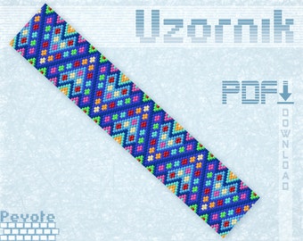 Peyote bracelet pattern Even count peyote Beaded bracelet pattern Peyote stitch Miyuki Delica pattern Bead weaving pattern PDF file