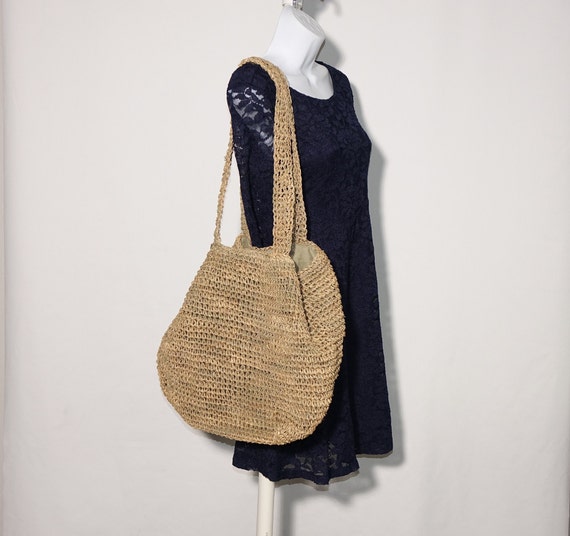 slouchy straw tote bag