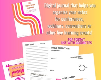 Diario Digital, Diario Empresarial Imprimible. Cuaderno guiado para convenciones, conferencias, seminarios web o clases de instrucción en vivo