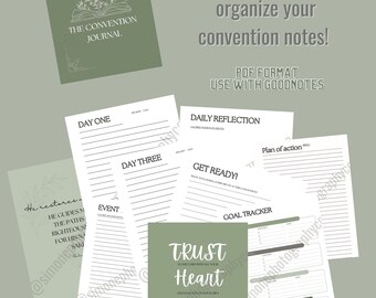 The Convention Journal, Digital, Printable Notebook and journal for multi day conventions or religious events, Bible Edition
