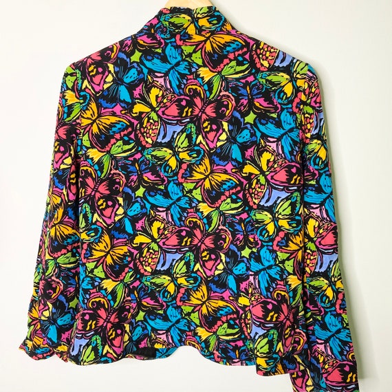 Maggy London Vintage 80s/90s Silk Blouse Jacket/ … - image 4