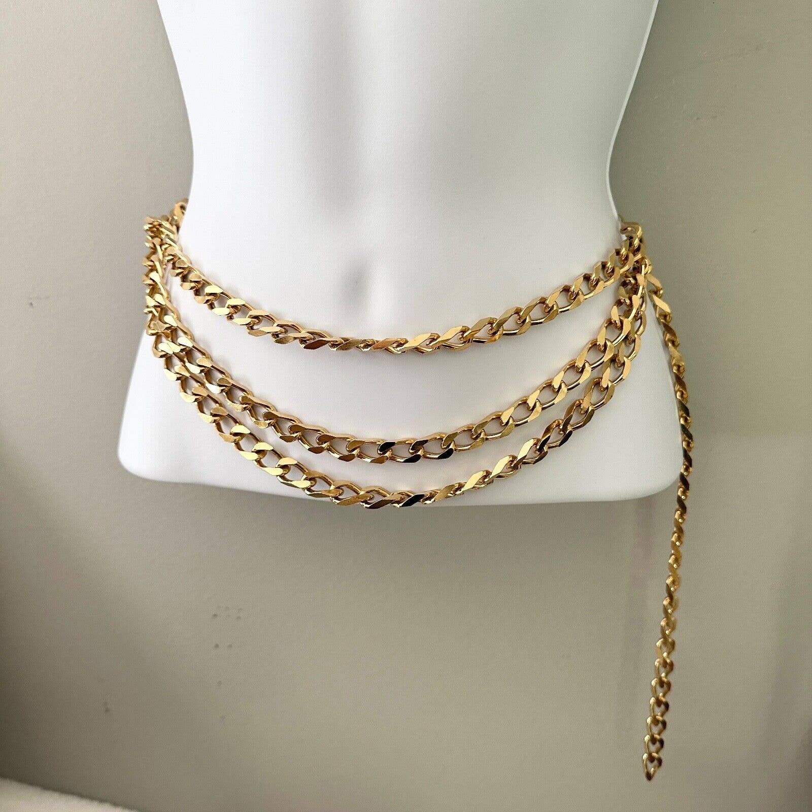 Vintage CHANEL Perfume Bottle Charm Tiered Chain Necklace Belt 