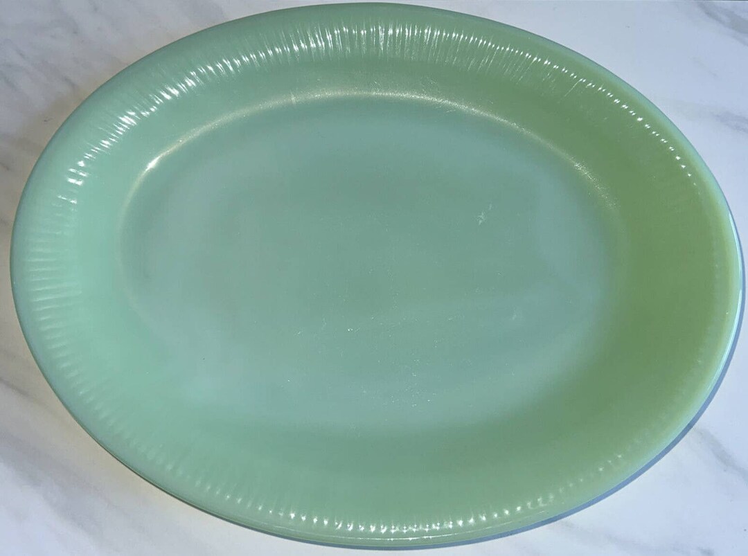 Vintage Fire King Jadeite Glass Platter Serving Plate Jane Etsy