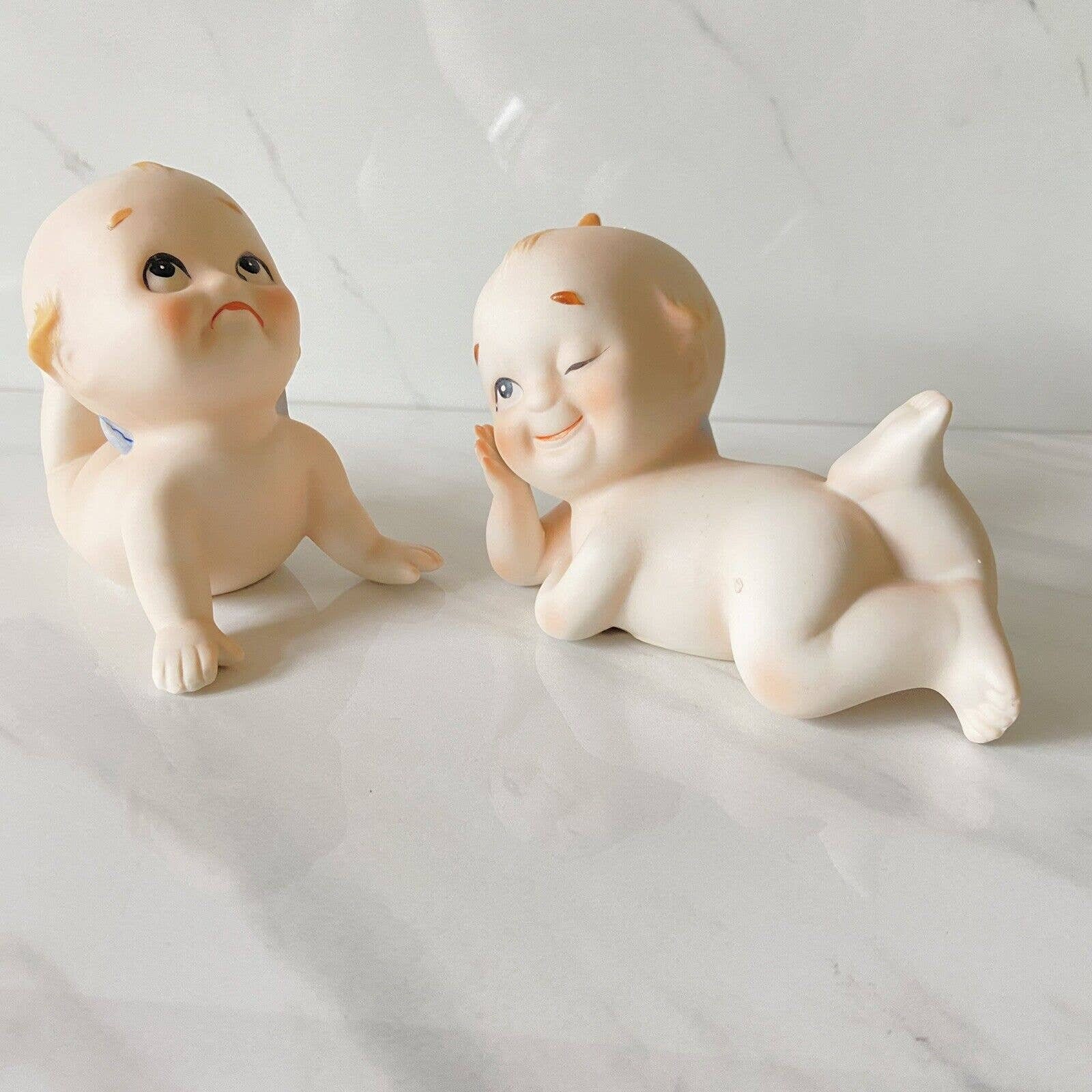 LEFTON KEWPIE Doll Baby Figurines Porcelain Bisque Lot 2 Lefton Foil ...