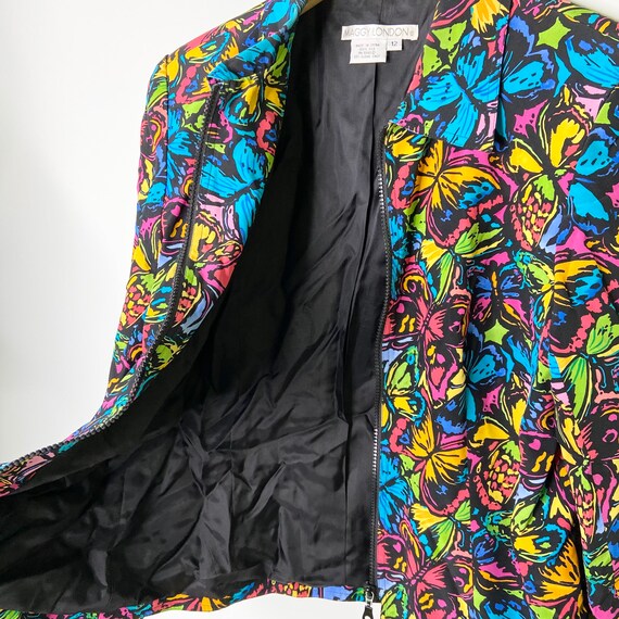 Maggy London Vintage 80s/90s Silk Blouse Jacket/ … - image 5