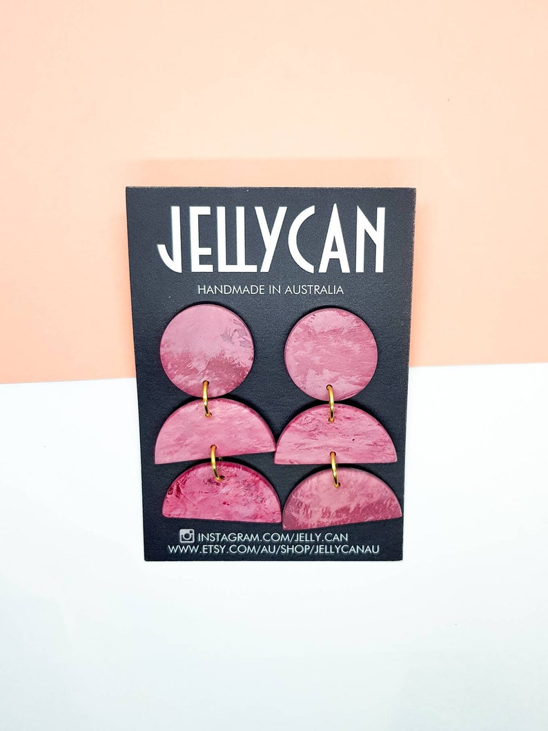 Marbled Maroon Handmade Statement Polymer Clay Dangle Earrings
