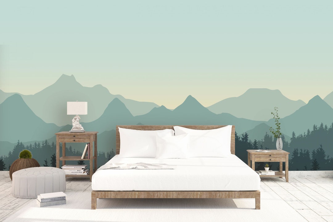 Mountain Wallpaper Mural: Peel and Stick Removable Wall Art - Etsy