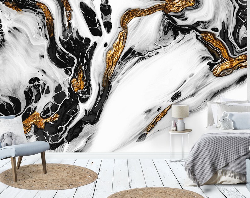 Fabric Peel and Stick Removable Abstract marble wall mural, Re-positionable, Reusable,Wall Decor Home Decor Printable Wall Art Room Decor image 2