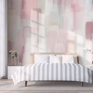 Fabric Peel and Stick Removable abstract pink wall mural, Re-positionable, Reusable size and color can be customized