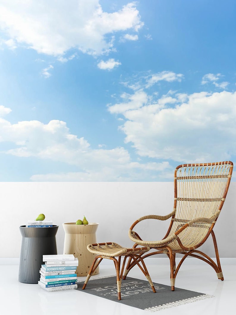 Fabric Peel and Stick Removable Blue Sky Wallpaper Wall Mural | Etsy