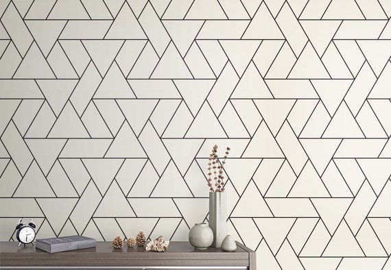 Triangular Geometric Peel and Stick Wallpaper: Removable Wall Mural