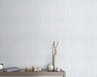 Light Blue Vertical Stripe Fabric Peel and Stick Wallpaper