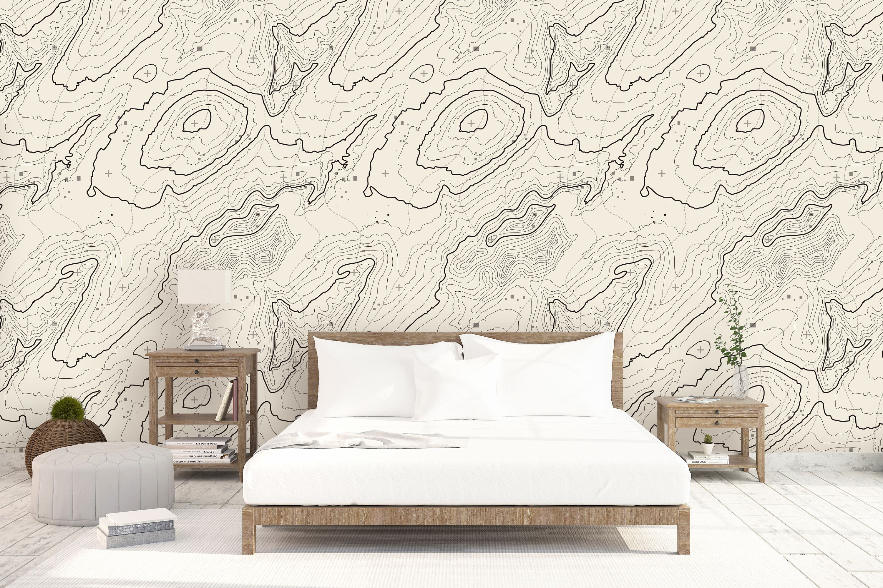 Fabric Peel and Stick Removable Topographic map wallpaper Etsy