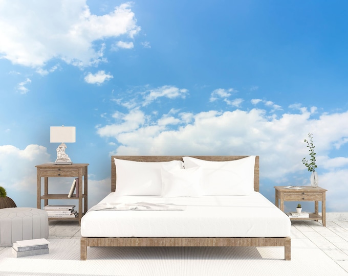 Fabric Peel and Stick Removable Blue Sky Wallpaper Wall Mural - Etsy